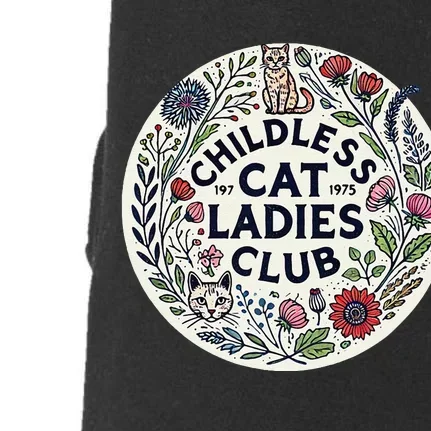 Childless Cat Ladies Club Illustration Cat Person Artwork Doggie 3-End Fleece Hoodie