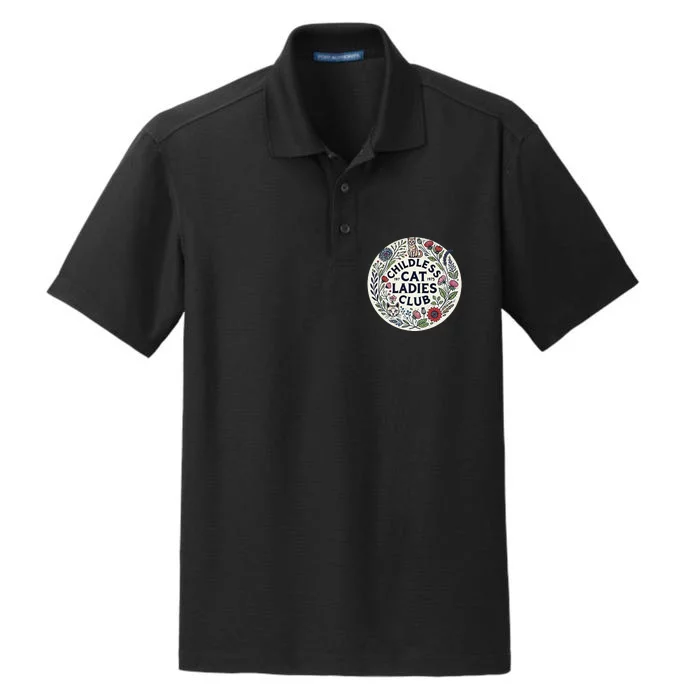 Childless Cat Ladies Club Illustration Cat Person Artwork Dry Zone Grid Performance Polo