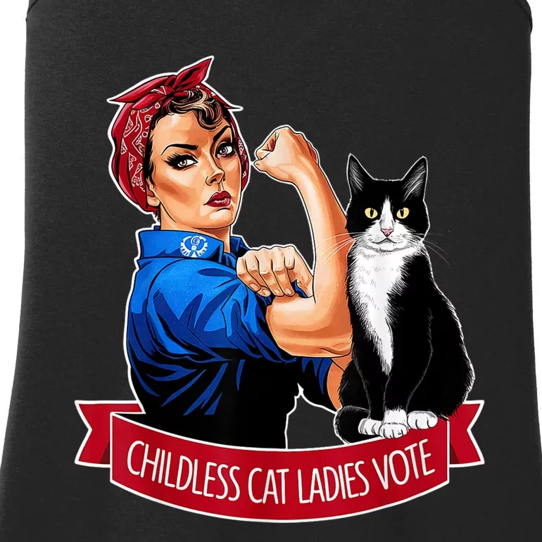 Childless Cat Ladies Vote Rosie The Riveter Ladies Essential Tank