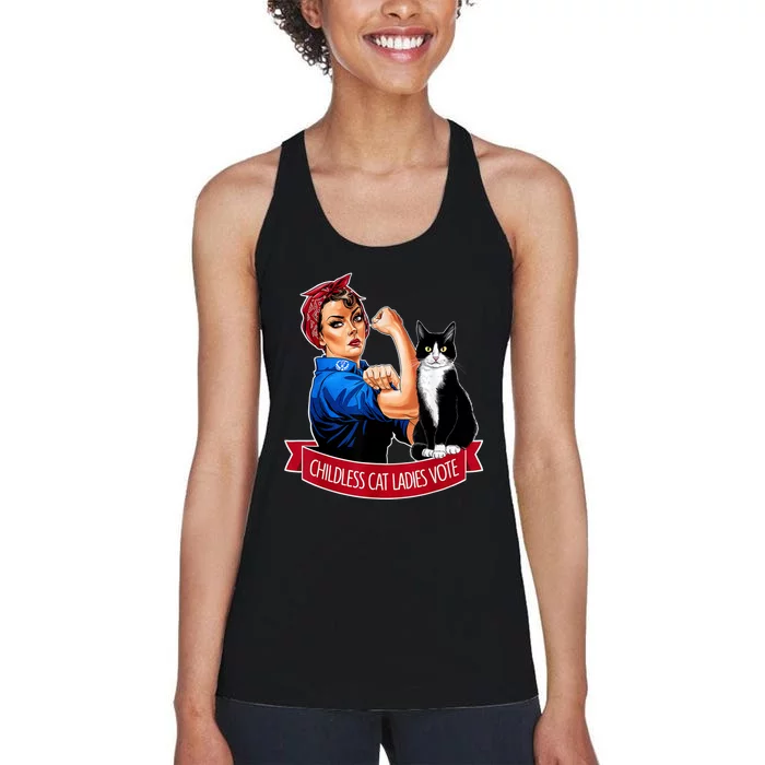 Childless Cat Ladies Vote Rosie The Riveter Women's Racerback Tank