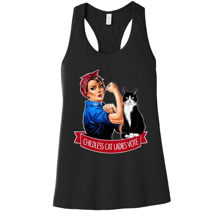 Childless Cat Ladies Vote Rosie The Riveter Women's Racerback Tank