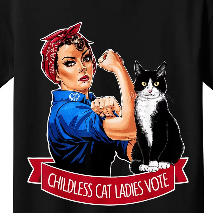 Childless Cat Ladies Vote Rosie The Riveter Kids T-Shirt