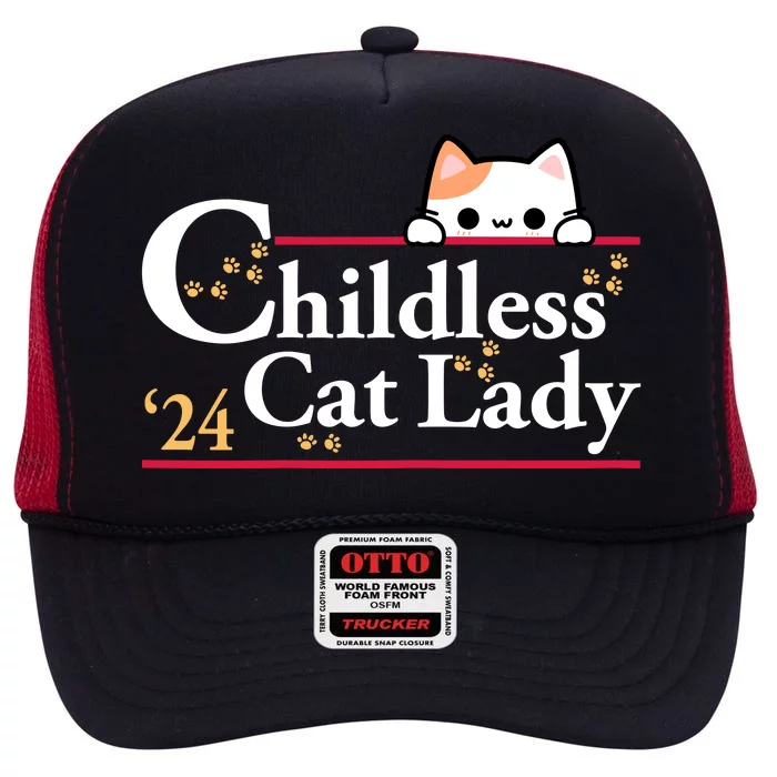 Childless Cat Lady For President High Crown Mesh Trucker Hat