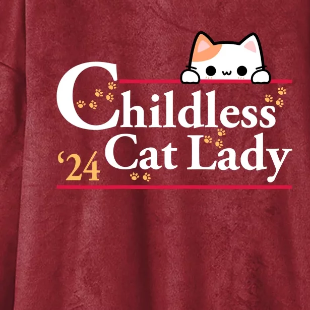 Childless Cat Lady For President Hooded Wearable Blanket