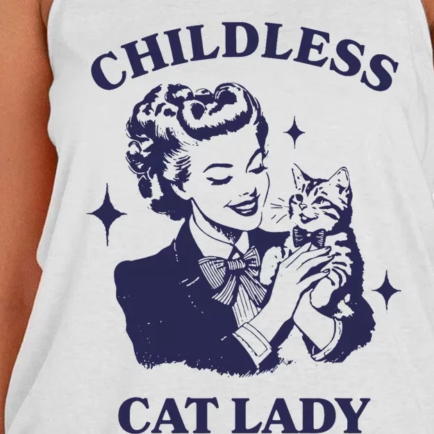 Childless Cat Lady Kamala 2024 Harris Feminist Women Rights Women's Knotted Racerback Tank