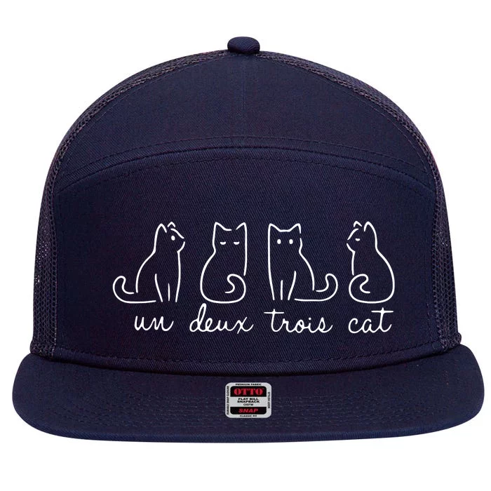 Cute Cat Lover Un Deux Trois 7 Panel Mesh Trucker Snapback Hat