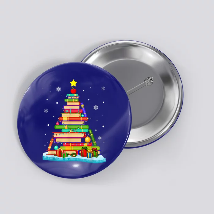 Cute Christmas Library Tree Xmas Trees From Book And Librarian Gift Button