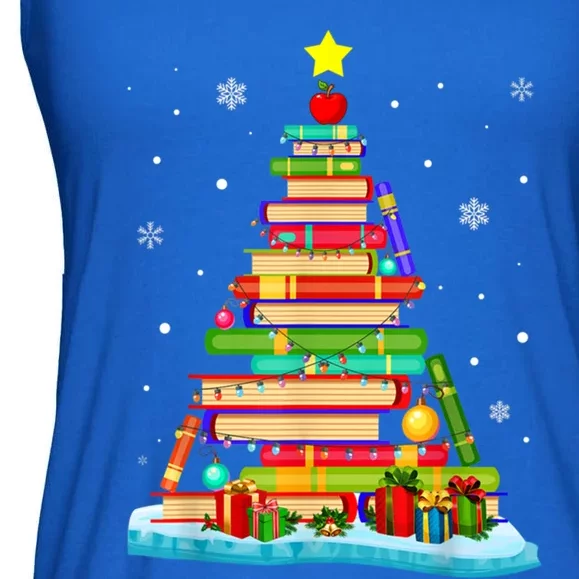 Cute Christmas Library Tree Xmas Trees From Book And Librarian Gift Ladies Essential Flowy Tank