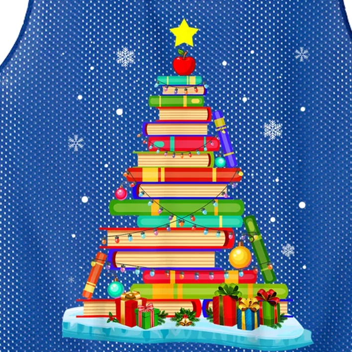 Cute Christmas Library Tree Xmas Trees From Book And Librarian Gift Mesh Reversible Basketball Jersey Tank