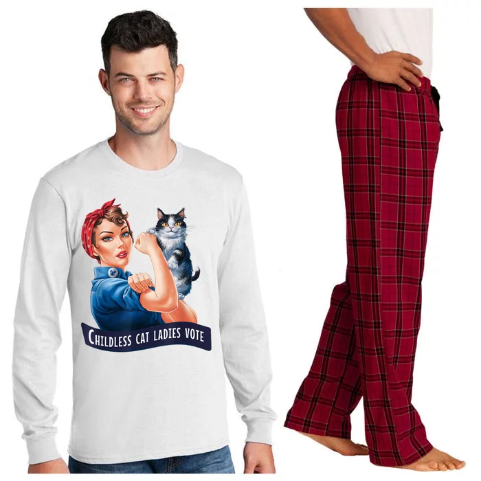 Childless Cat Ladies Vote Rosie The Riveter Long Sleeve Pajama Set