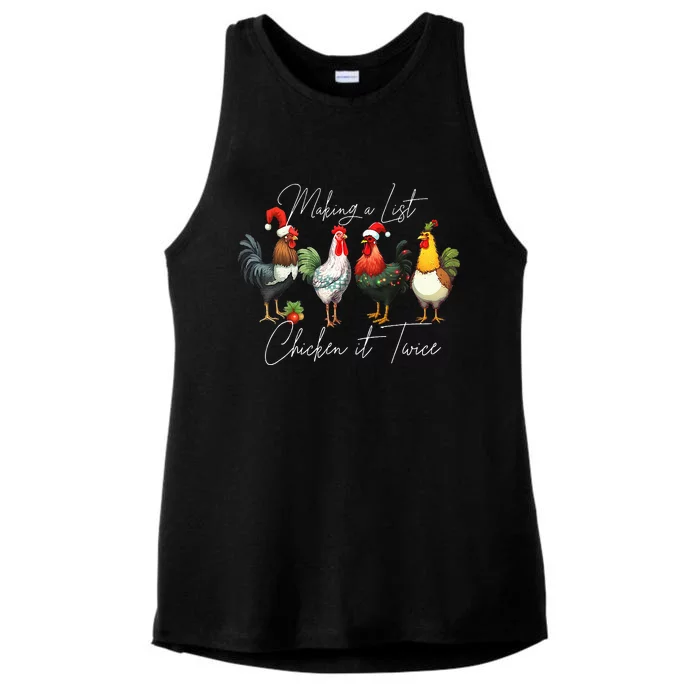 Christmas Chicken Lover Xmas Santa Hat Light Funny Farm Ladies Tri-Blend Wicking Tank