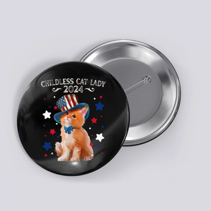 Childless Cat Lady 2024 Ladies Voting Kamala Cat Us Flag Hat Button