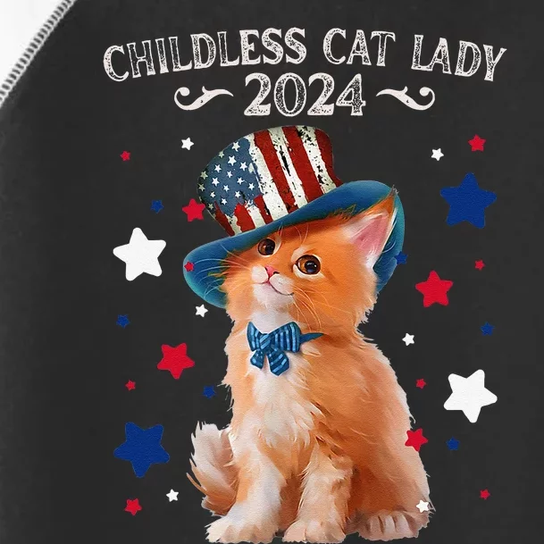 Childless Cat Lady 2024 Ladies Voting Kamala Cat Us Flag Hat Toddler Fine Jersey T-Shirt