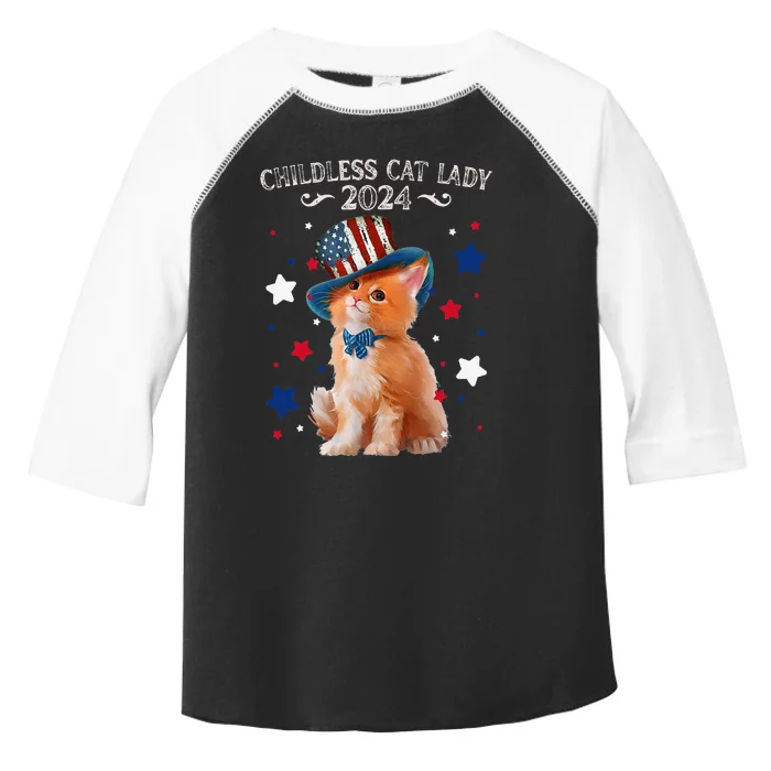 Childless Cat Lady 2024 Ladies Voting Kamala Cat Us Flag Hat Toddler Fine Jersey T-Shirt