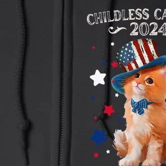 Childless Cat Lady 2024 Ladies Voting Kamala Cat Us Flag Hat Full Zip Hoodie