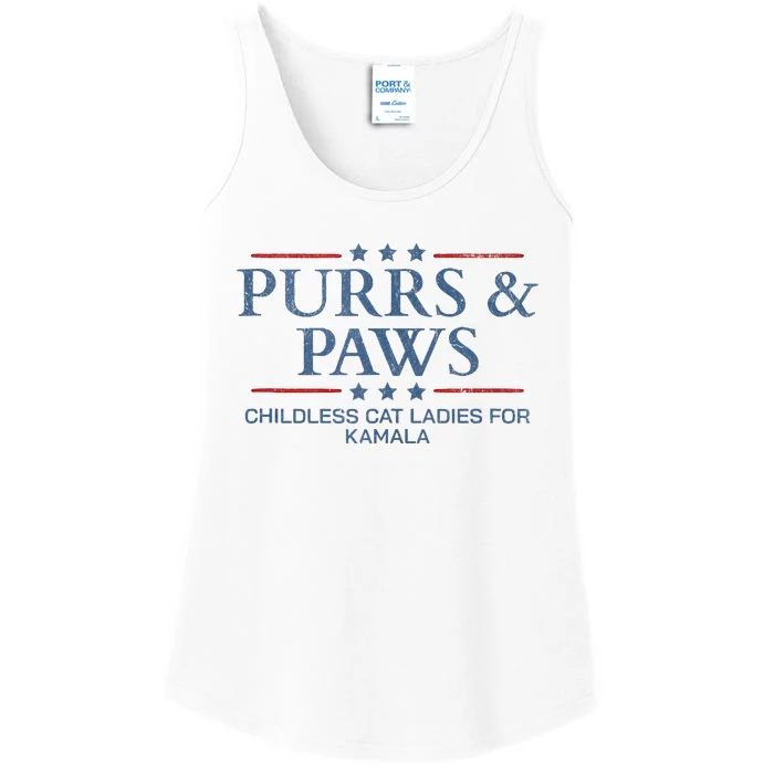 Childless Cat Lady 2024 Ladies Voting Kamala Purrs And Paws Ladies Essential Tank