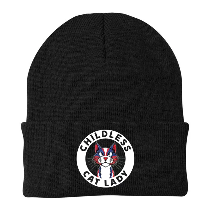 Childless Cat Lady Election Vote 2024 Patriotic Knit Cap Winter Beanie