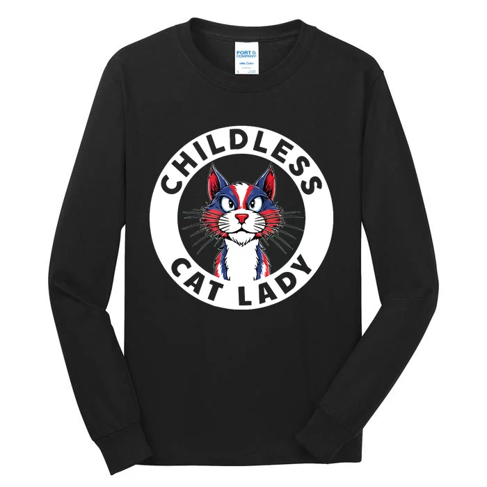 Childless Cat Lady Election Vote 2024 Patriotic Tall Long Sleeve T-Shirt