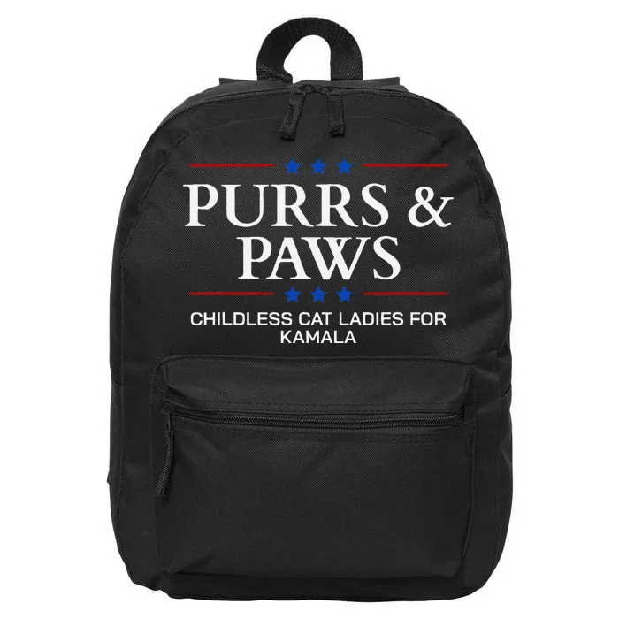 Childless Cat Lady 2024 Ladies Voting Kamala Purrs And Paws 16 in Basic Backpack