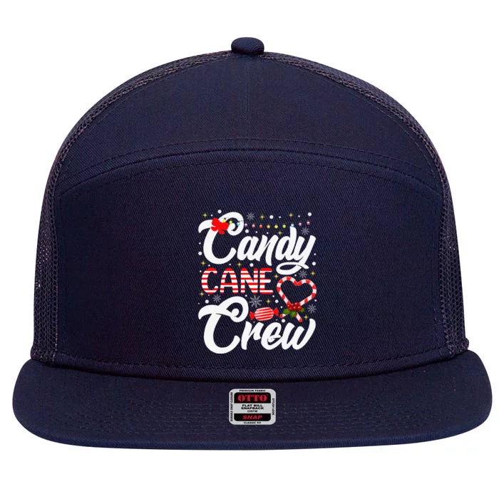 Christmas Candy Lover Funny Xmas Candy Cane Crew 7 Panel Mesh Trucker Snapback Hat