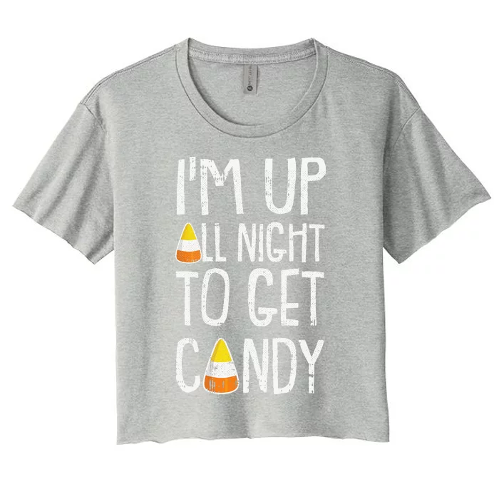 Candy Corn Lazy Halloween Costume Funny Trick Or Treat Women's Crop Top Tee