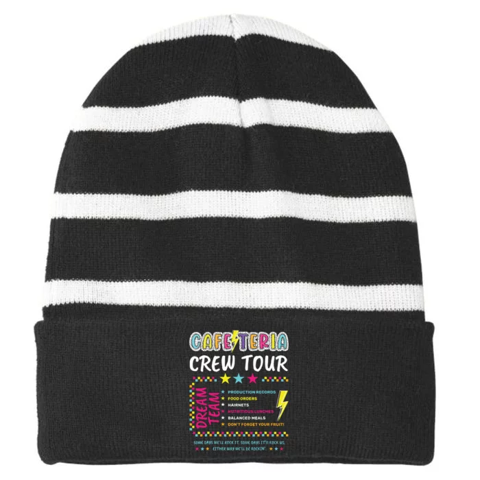 Cafeteria Crew Lunch Lady Dream Team Back To School Striped Beanie with Solid Band