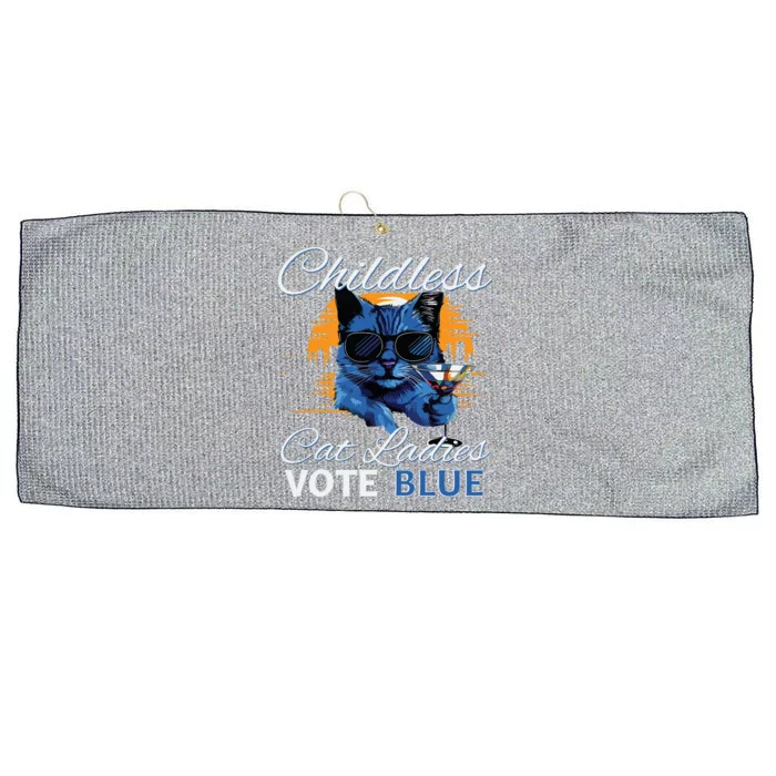 Childless Cat Ladies Vote Blue In November Kamala President Large Microfiber Waffle Golf Towel