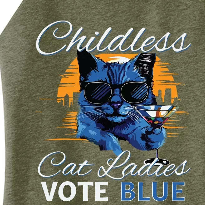 Childless Cat Ladies Vote Blue In November Kamala President Women’s Perfect Tri Rocker Tank