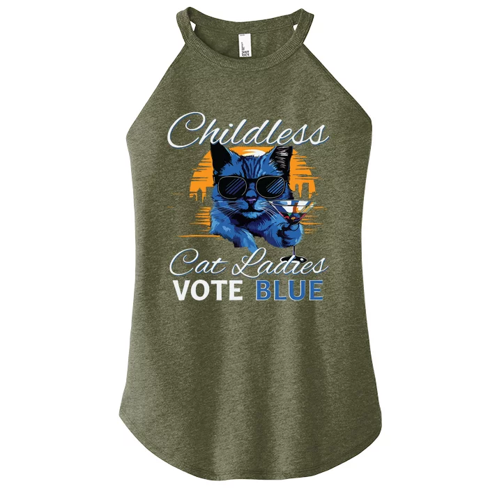 Childless Cat Ladies Vote Blue In November Kamala President Women’s Perfect Tri Rocker Tank