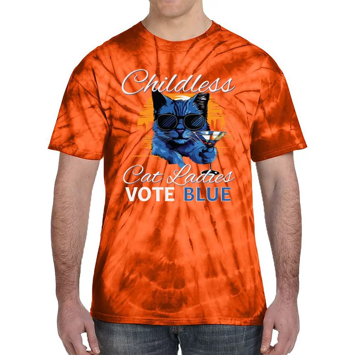 Childless Cat Ladies Vote Blue In November Kamala President Tie-Dye T-Shirt