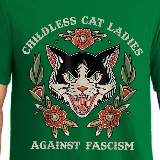 Childless Cat Ladies Against Fascism Flowers Pajama Set