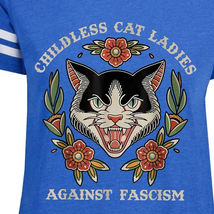 Childless Cat Ladies Against Fascism Flowers Enza Ladies Jersey Football T-Shirt