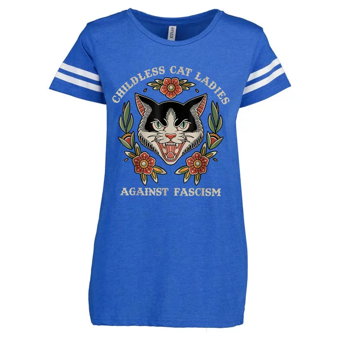 Childless Cat Ladies Against Fascism Flowers Enza Ladies Jersey Football T-Shirt