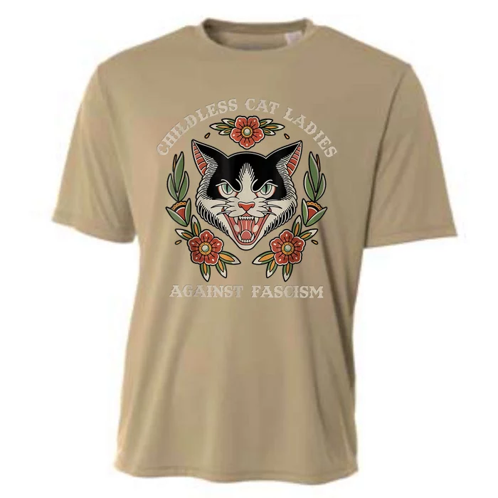 Childless Cat Ladies Against Fascism Flowers Cooling Performance Crew T-Shirt