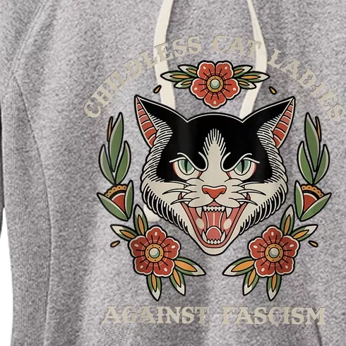 Childless Cat Ladies Against Fascism Flowers Women's Fleece Hoodie