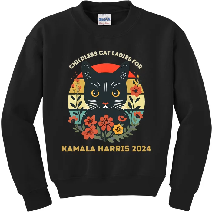 Childless Cat Ladies For Kamala 2024 Kids Sweatshirt