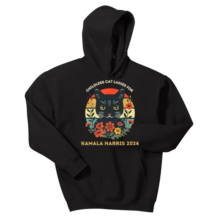 Childless Cat Ladies For Kamala 2024 Kids Hoodie