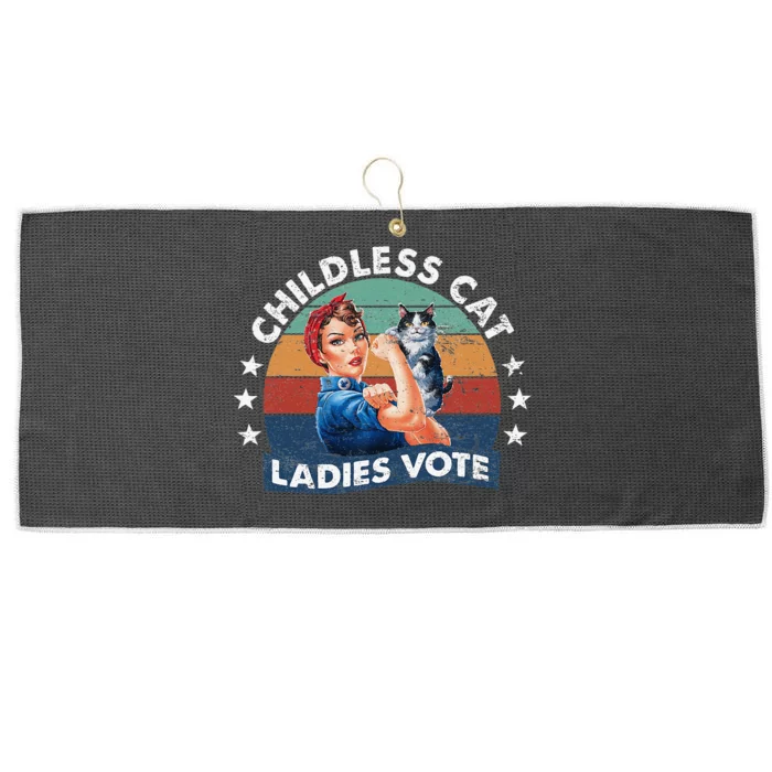 Childless Cat Ladies Vote Rosie The Riveter Vintage Funny Large Microfiber Waffle Golf Towel