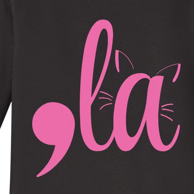 Cute Cat Lady Comma + La  La Vote Pro Kamala Harris 2024 Baby Long Sleeve Bodysuit