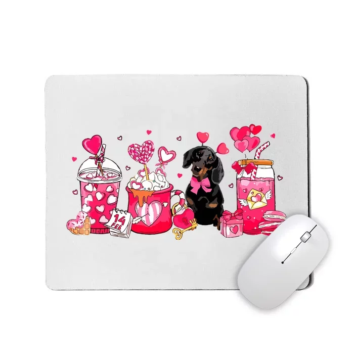 Cute Coffee Latte Dachshund Valentines Day Puppy Dog Lover Mousepad