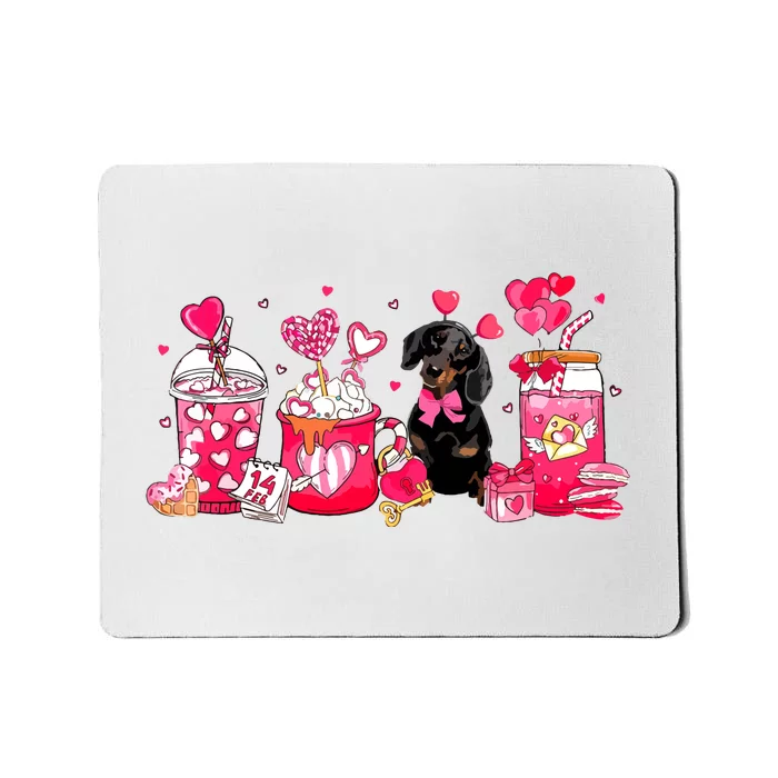 Cute Coffee Latte Dachshund Valentines Day Puppy Dog Lover Mousepad