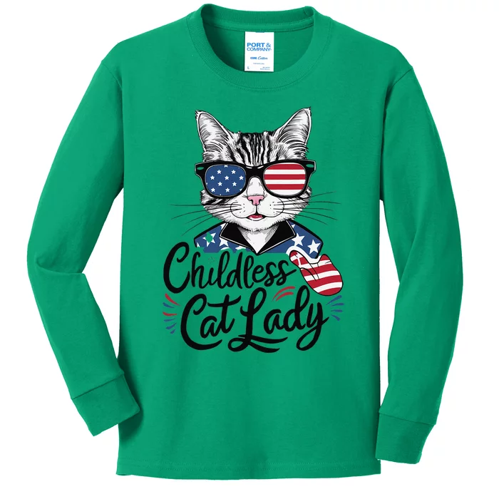 Childless Cat Lady Kids Long Sleeve Shirt