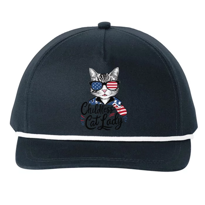 Childless Cat Lady Snapback Five-Panel Rope Hat