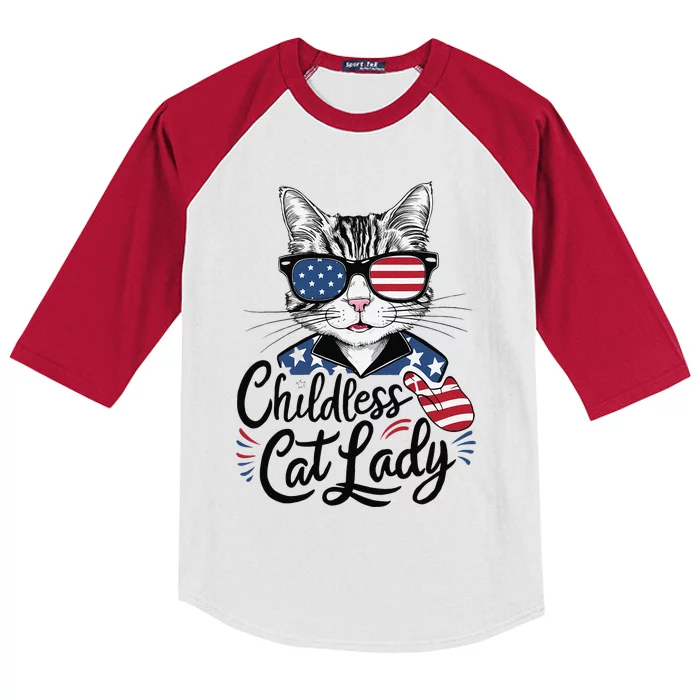 Childless Cat Lady Kids Colorblock Raglan Jersey