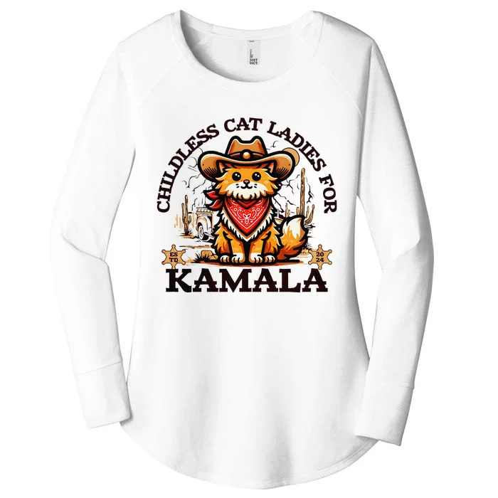 Childless Cat Lady For Kamala President 2024 Campaign Women's Perfect Tri Tunic Long Sleeve Shirt