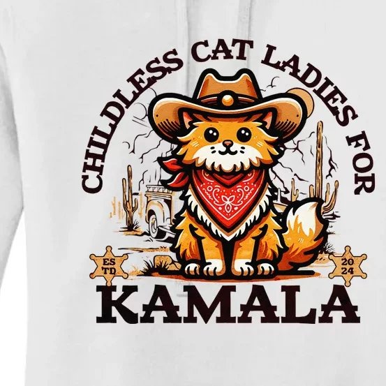 Childless Cat Lady For Kamala President 2024 Campaign Women's Pullover Hoodie