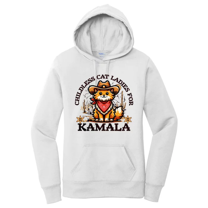 Childless Cat Lady For Kamala President 2024 Campaign Women's Pullover Hoodie