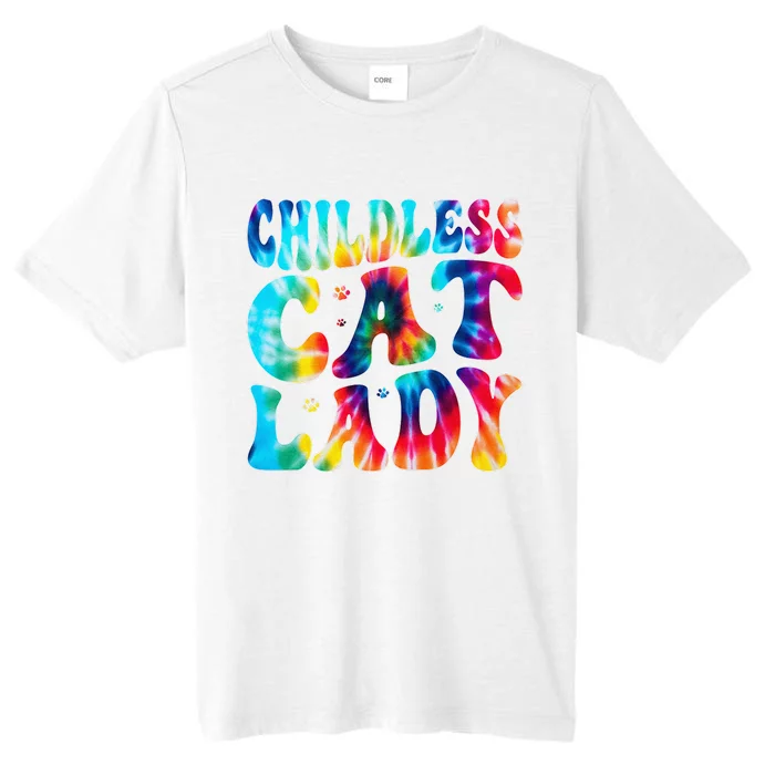 Childless Cat Lady Groovy Tie Dye ChromaSoft Performance T-Shirt