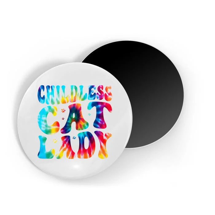 Childless Cat Lady Groovy Tie Dye Magnet