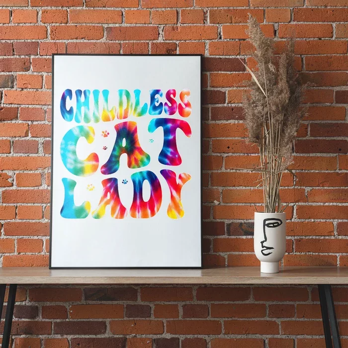 Childless Cat Lady Groovy Tie Dye Poster